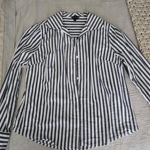 The Limited Navy and White Striped Button Down Shirt